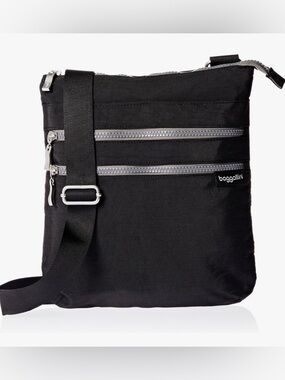 Baggallini Black Comrade 3-Zip Crossbody Bag